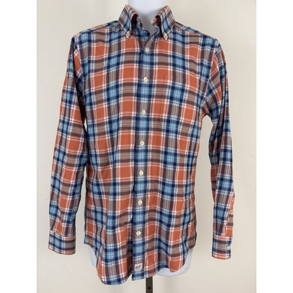 VINEYARD VINES Men's Orange/Blue Plaid Slim Fit Murray Long Sleeve Shirt Sz S - Picture 1 of 6